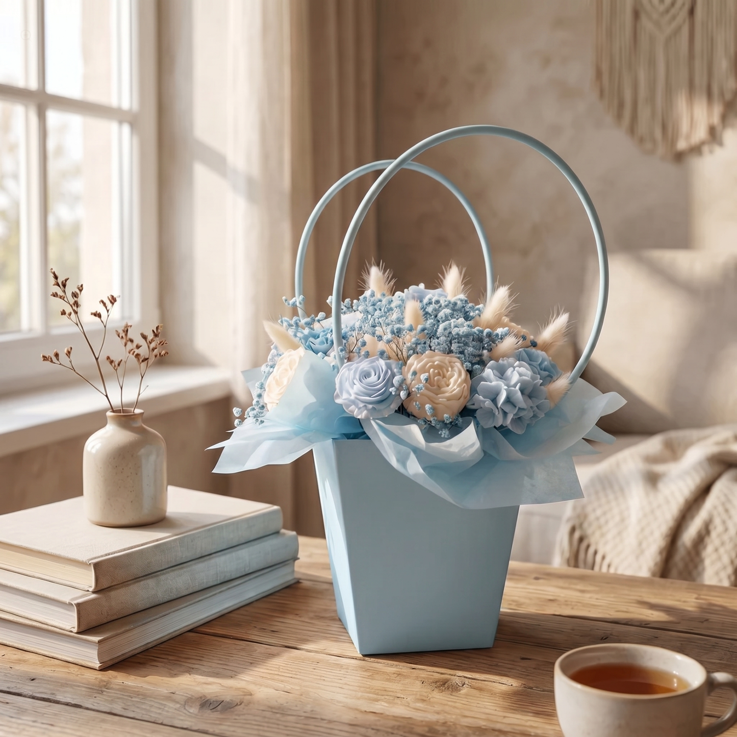 Koszyczek niebiskich róż