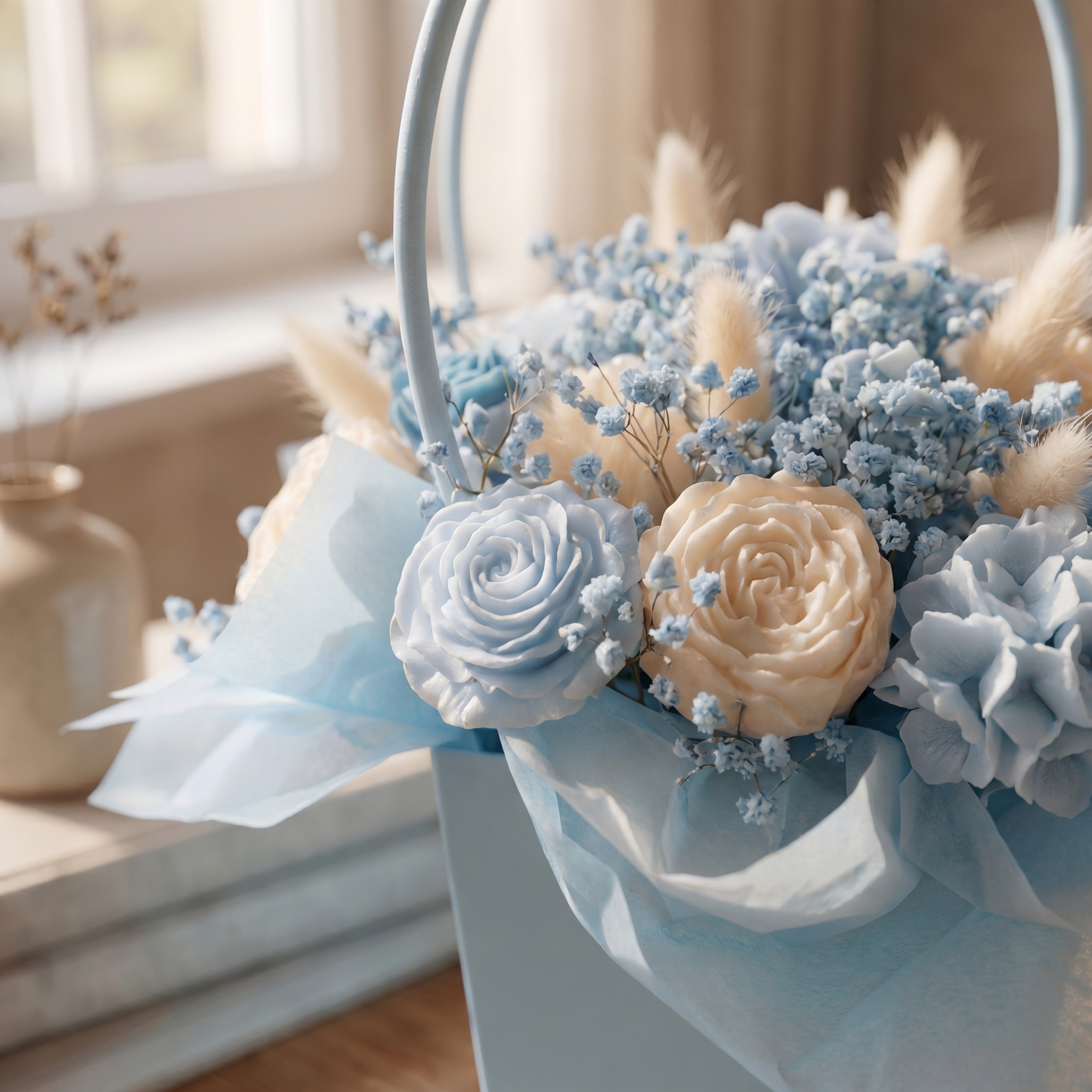 Koszyczek niebiskich róż